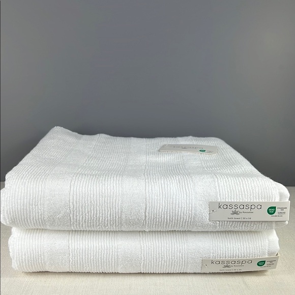 Kassa Spa White Bath Towel Set 100% Cotton 2 Bath Set of 2 NEW - Picture 1 of 5